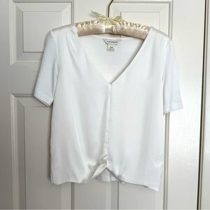 Club Monaco White Short Sleeve Crop Blouse XS
